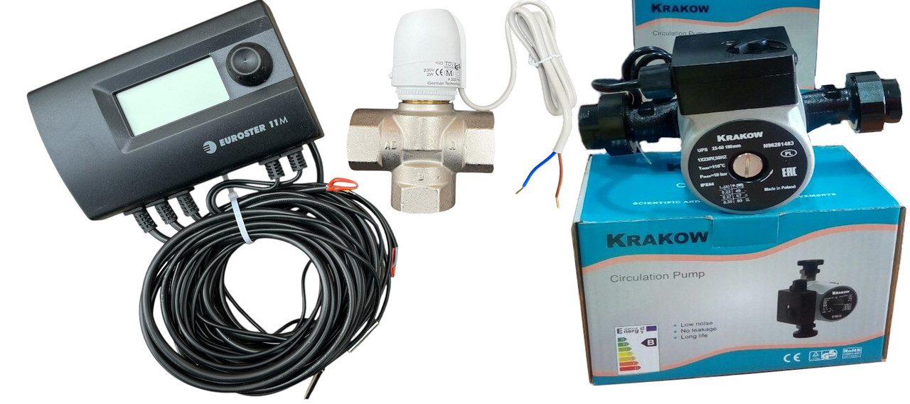 Контролер "Euroster", Циркуляційний насос "Krakow", Змішувальний клапан із сервоприводом, Польща