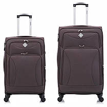 Набір тканинних валіз 2 шт Bonro Tourist (L+M) великий середній коричневий на колесах із висувною ручкою та кодовим замком, фото 2