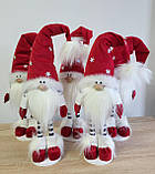 Новорічний різдвяний ельф гном 50-55 см на довгих смугастих ніжках із бубоном і очами пр-во Україна, фото 6