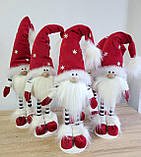 Новорічний різдвяний ельф гном 50-55 см на довгих смугастих ніжках із бубоном і очами пр-во Україна, фото 5