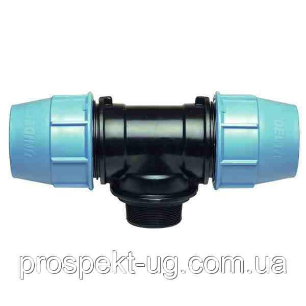 Трійник обжимний Ду32x1/2" різьба зовнішня ЗР Unidelta ПНД, фото 1