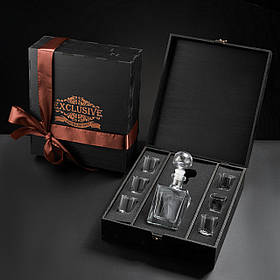 Подарункові чарки для горілки 6 шт + графин Sterling 500 мл у дерев'яній коробці