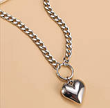 Сріблястий чокер із підвіскою-серцем, фото 2