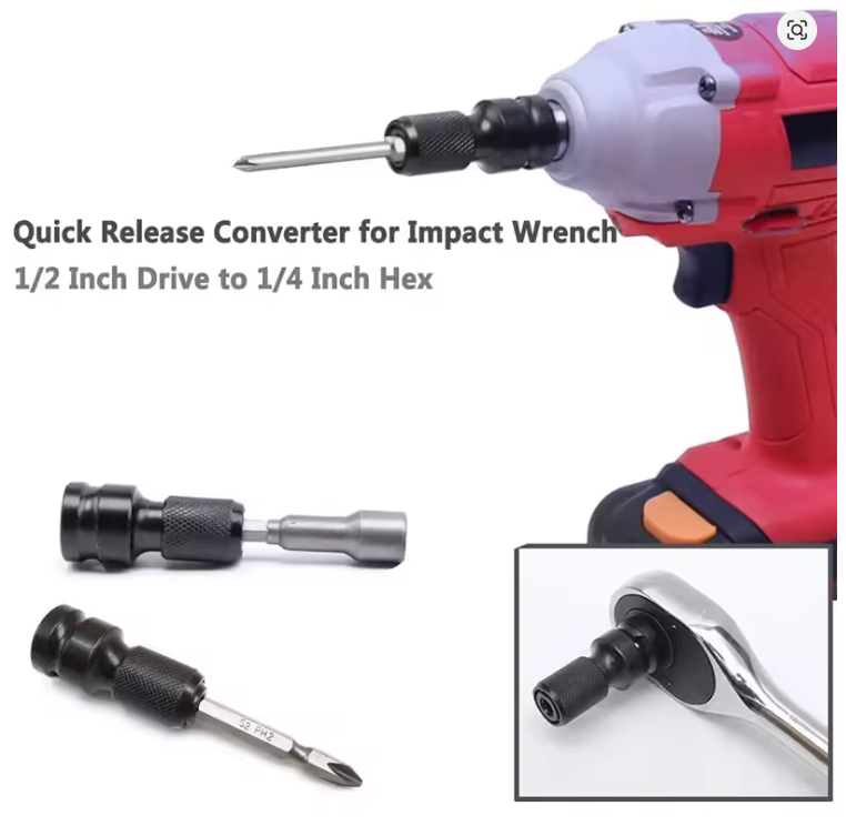 Перехідник з квадратним хвостовиком на шестигранник з 1/2« на 1/4», фото 1