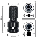 Перехідник з квадратним хвостовиком на шестигранник з 1/2« на 1/4», фото 4