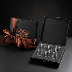 Чарки для горілки 6 шт Sterling 50 мл у дерев'яній коробці | Подарунок для батька, дідуся, дядька