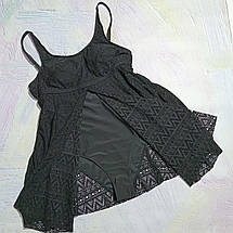 Купальник суцільний із мереживною тунікою. Чорний. Великі розміри., фото 5