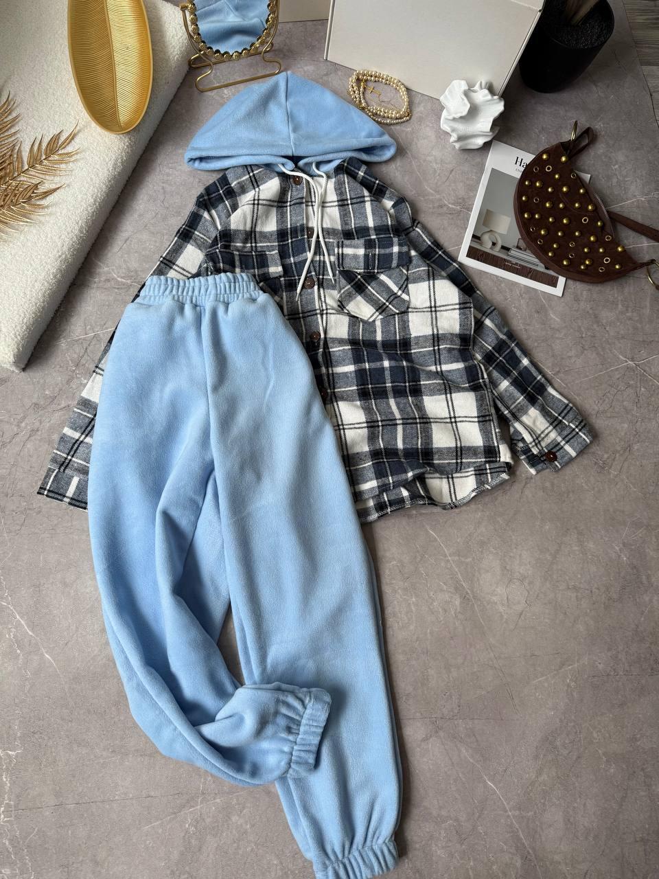 Теплий костюм двійка кольору джинс, фото 1