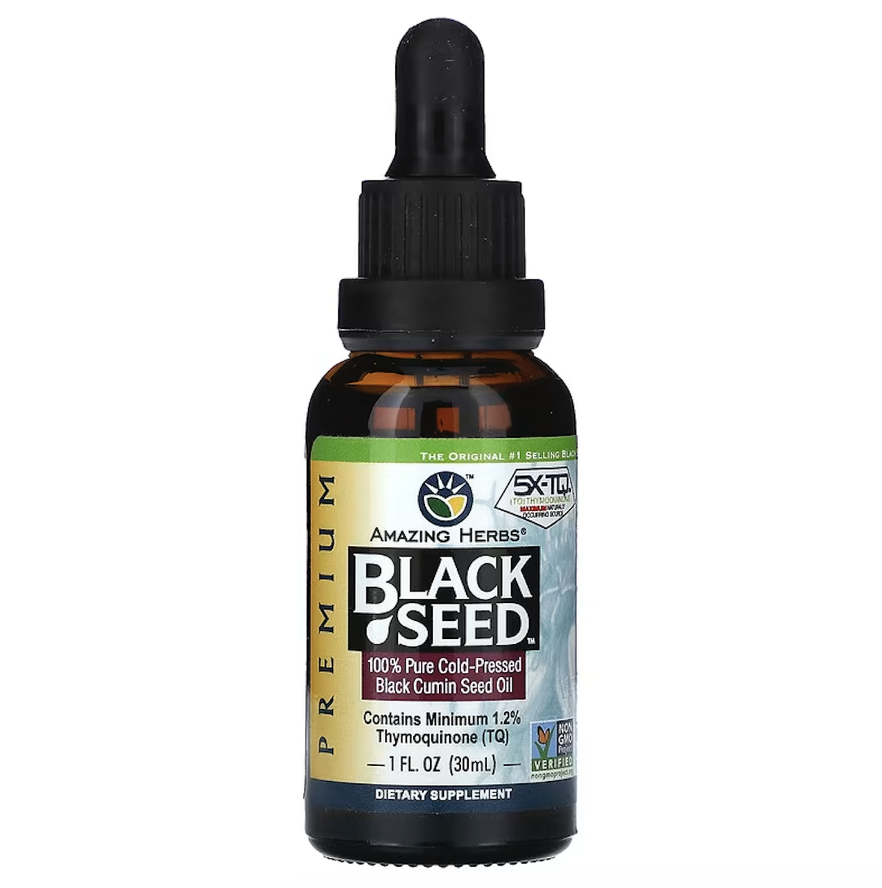 Amazing Herbs, Black Seed, на 100 % чиста олія з насіння чорного кмину холодного віджиму, 30 мл, фото 1