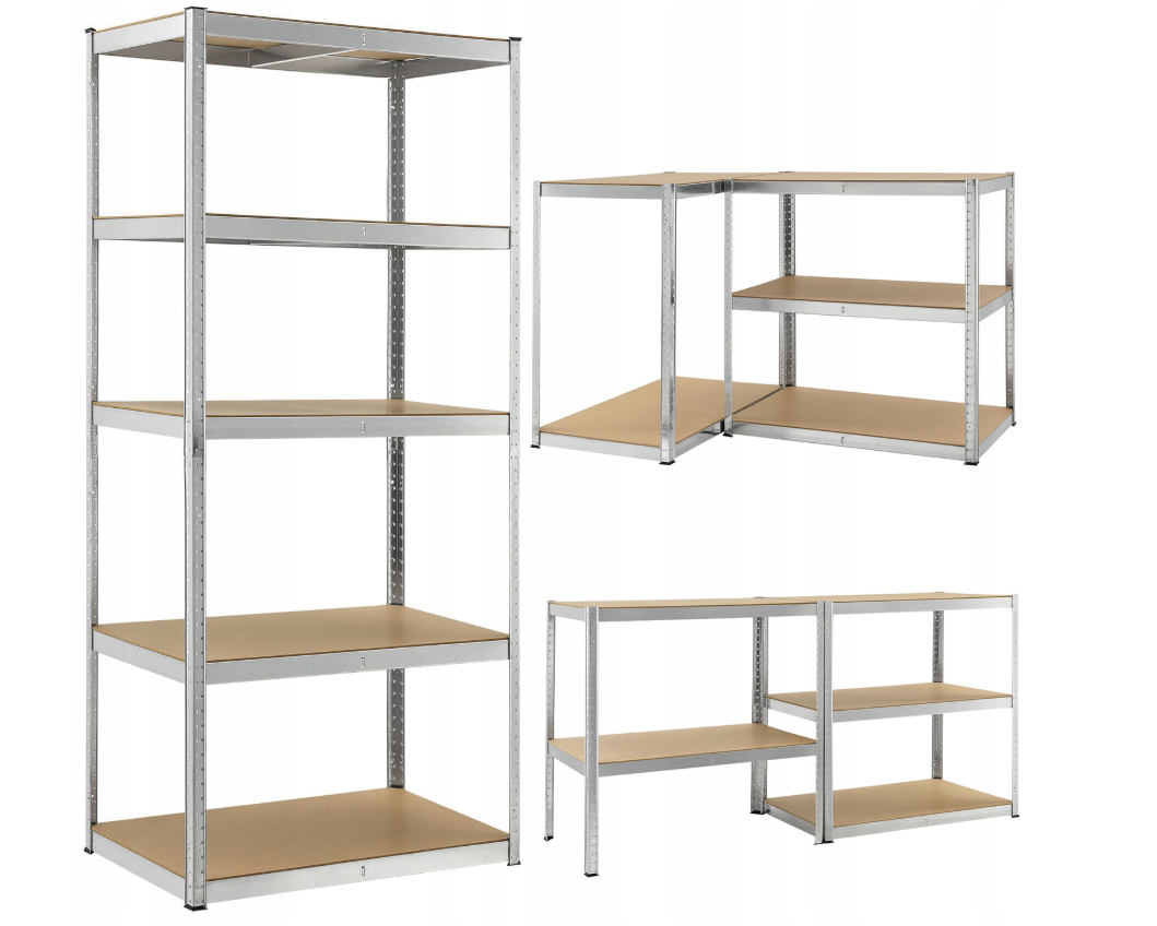 Стелаж LEOBRO Premium 180x100x50 см, 200 кг/полиця, 5 полиць, оцинкована сталь, срібло (LB-R107), фото 1