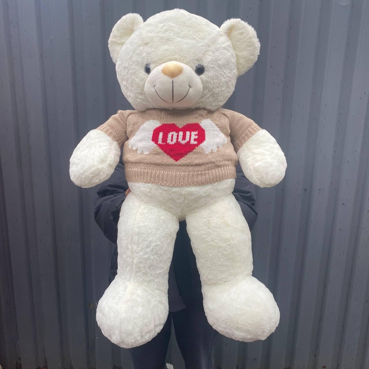 Великий плюшевий білий ведмедик 80см, фото 1