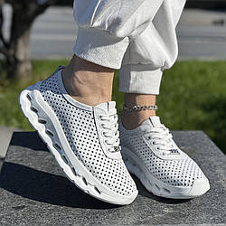 Кросівки білі жіночі шкіряні з перфорацією