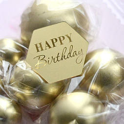 Топпер дзеркальний монетка шестикутна Happy Birthday золото, 1 шт 369