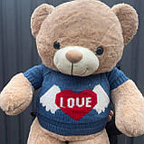 Великий плюшевий бежевий ведмедик 80см, фото 3