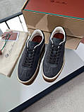 Кросівки чоловічі Loro Piana Tennis Walk Sneaker сірий колір замша якість преміум, фото 5