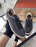 Кросівки чоловічі Loro Piana Tennis Walk Sneaker сірий колір замша якість преміум, фото 3