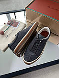 Кросівки чоловічі Loro Piana Tennis Walk Sneaker сірий колір замша якість преміум, фото 8