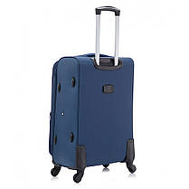 Дорожня тканинна валіза на колесах Bonro Tourist L велика синя з кодовим замком і висувною ручкою, фото 3