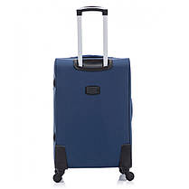 Дорожня тканинна валіза на колесах Bonro Tourist M середня синя з кодовим замком і висувною ручкою, фото 3