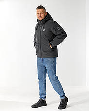 Чоловіча куртка Nike спортивна утеплена зимова куртка Найк з капюшоном темно-сіра, фото 3