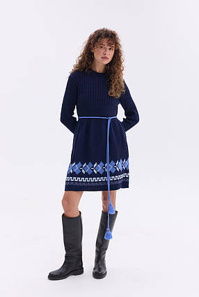 Тепла в'язана сукня "Уляна" (синій, блакитний), фото 1
