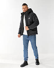 Чоловіча куртка Nike спортивна утеплена зимова куртка Найк з капюшоном темно-сіра, фото 4