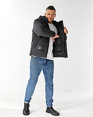 Чоловіча куртка Nike спортивна утеплена зимова куртка Найк з капюшоном темно-сіра, фото 5