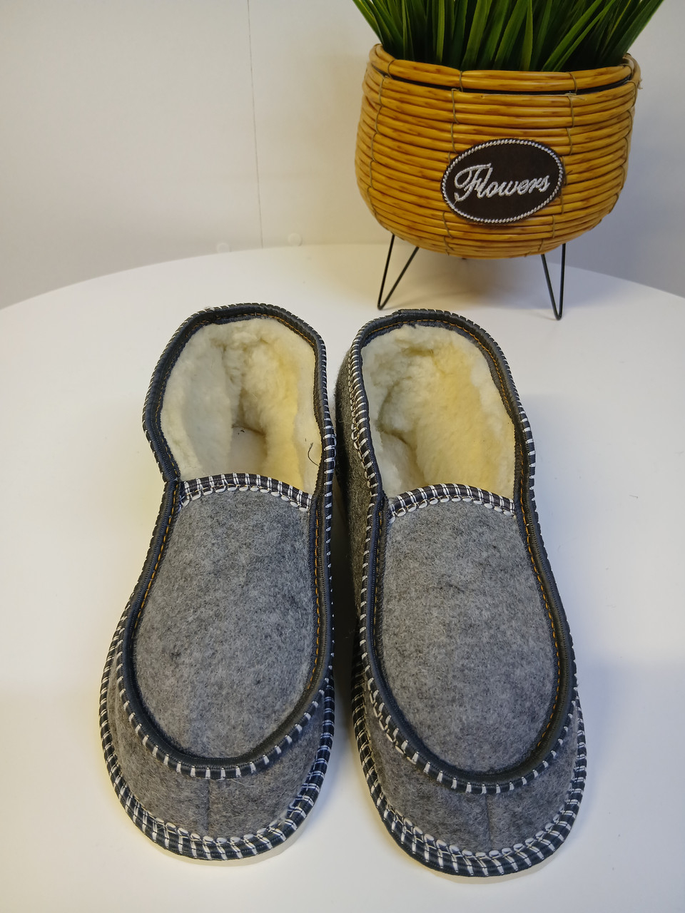 Тапочки з овечої шерсті-"Вишивка"., фото 1