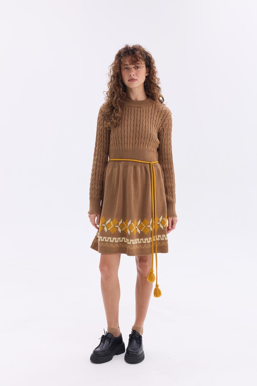 Тепла в'язана сукня "Уляна" (коричневий)