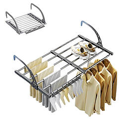 Розсувна сушарка для білизни на балкон вікно Folding Clothes Hanger Портативна подвійна сушка для одягу на батарею
