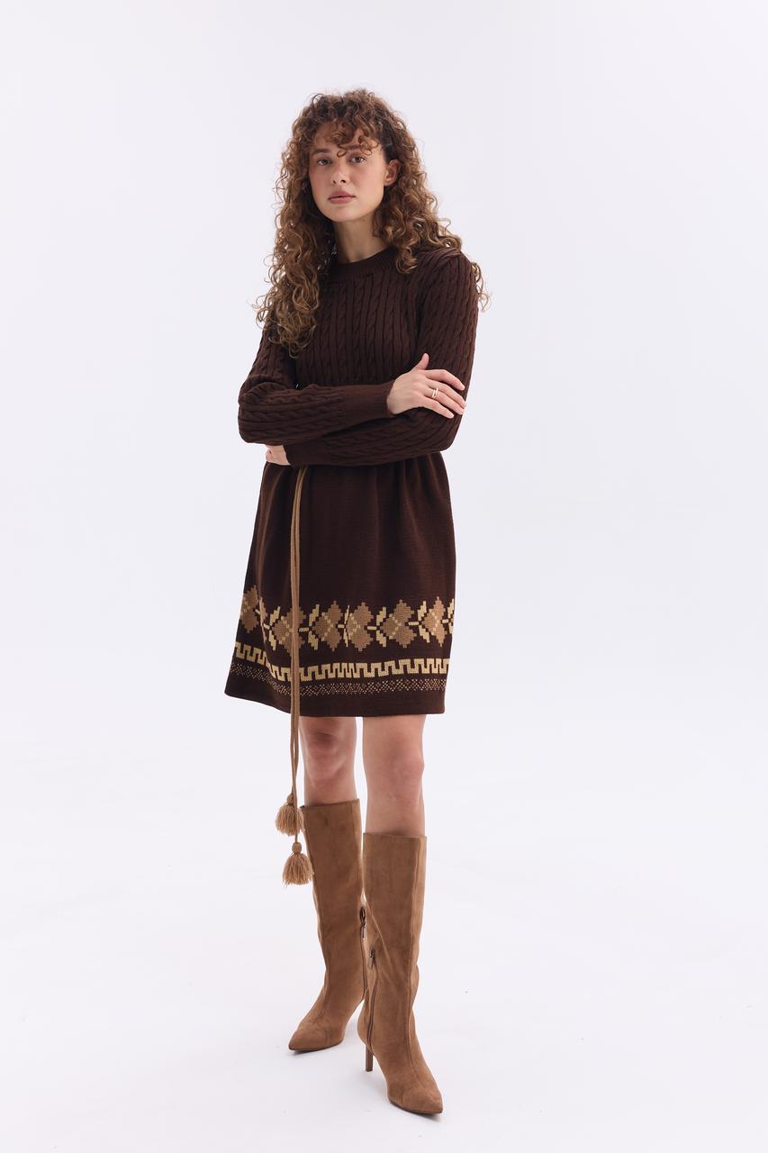 Тепла в'язана сукня "Уляна" (коричневий)