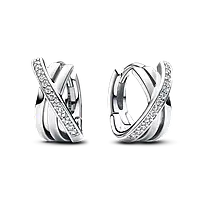 Срібні сережки Pandora з переплетенням та паве 293150C01