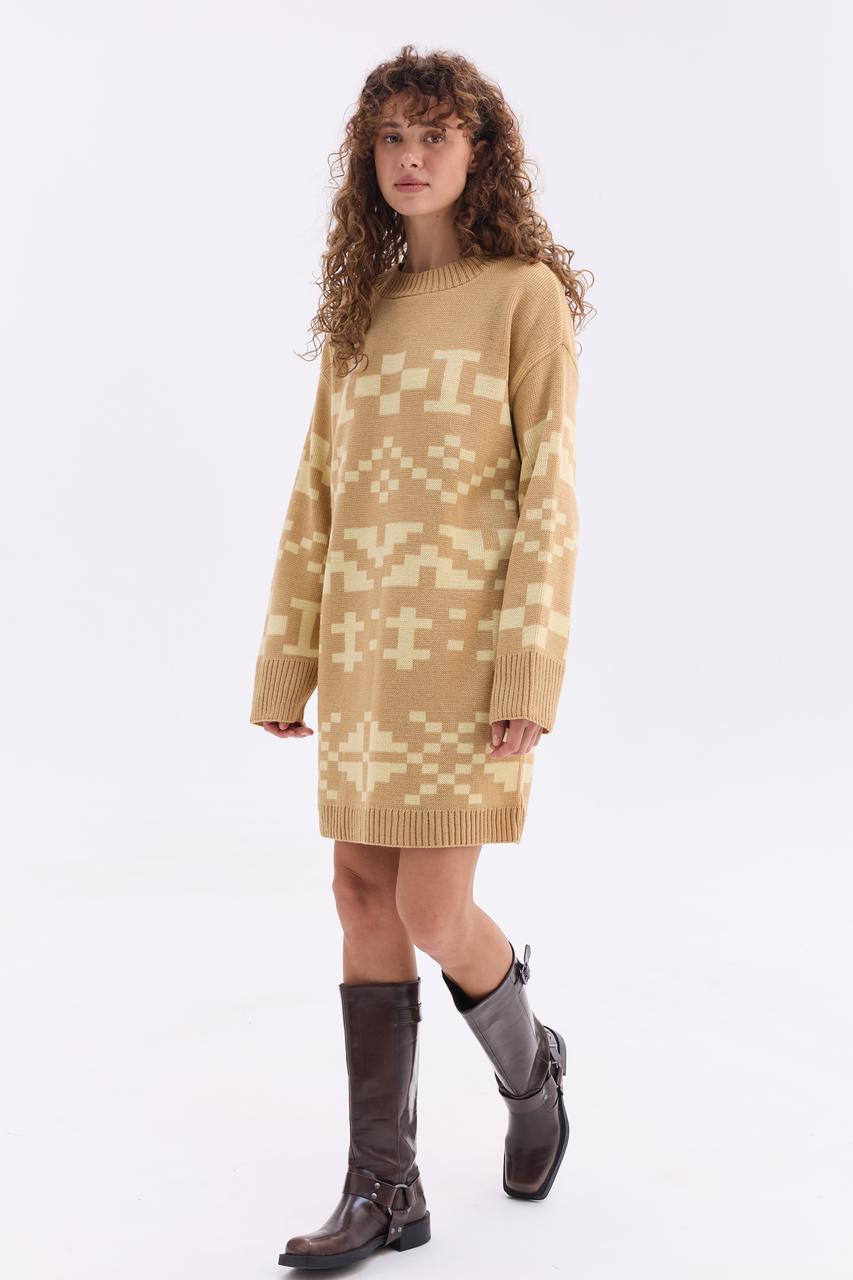 Тепла в'язана сукня "Олена" бежевий)