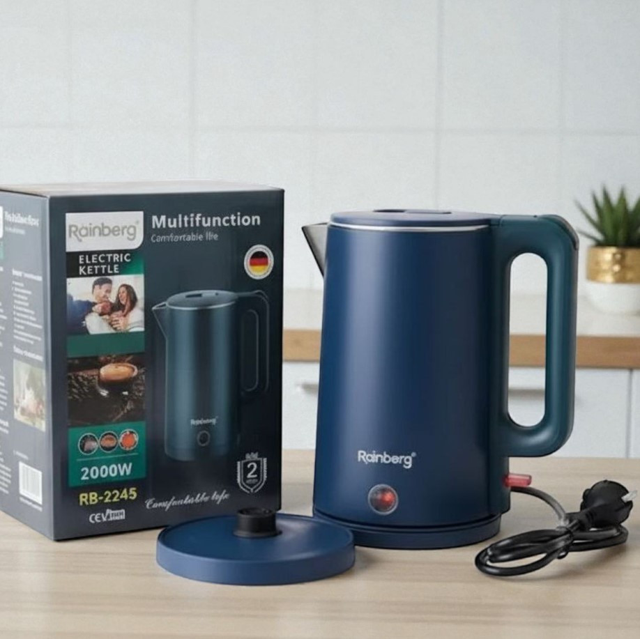 Чайник електричний на 2 л з автовимкненням 2000 Вт міцний корпус з нержавіючої сталіна підставці електрочайник, фото 1