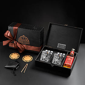 Набір келихів для віскі + секція під алкоголь Bohemia Glacier 350 мл у дерев'яній коробці