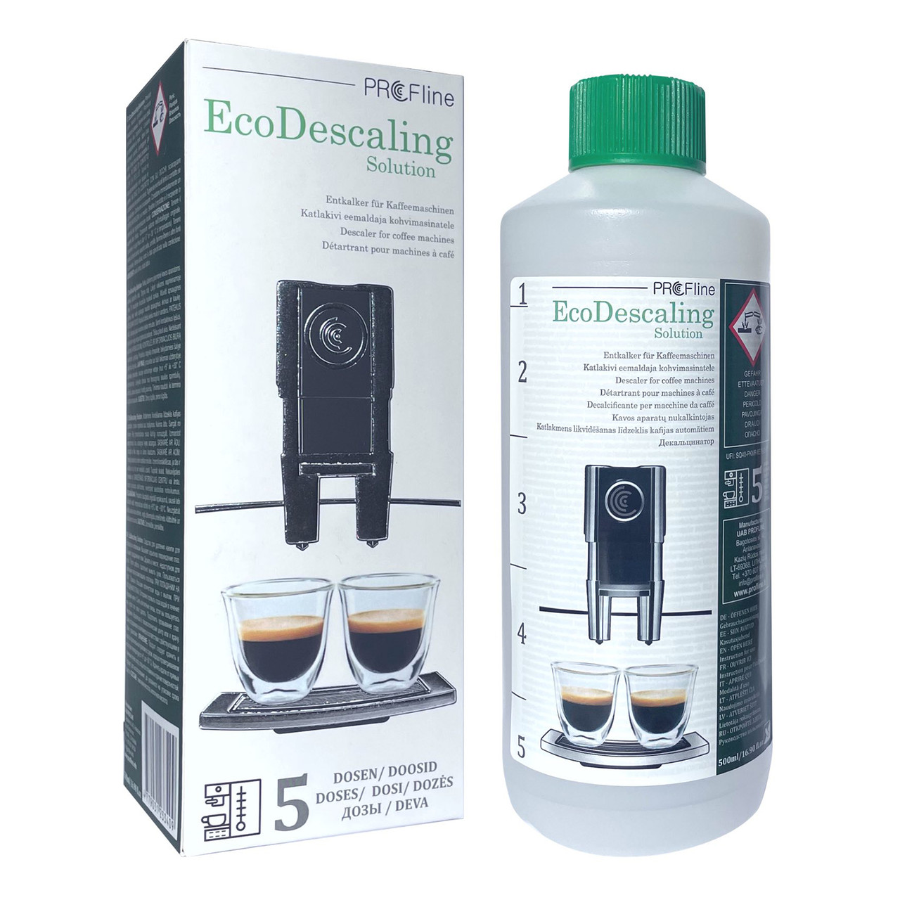 Засіб для видалення накипу для кавоварок ProfLline EcoDescaling Solition на 5 доз 500 мл, фото 1