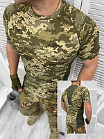 Тактична футболка зсу піксель, армійська камуфляжна футболка, військова футболка вологовідвідна fd915