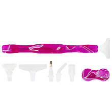 Ручка стилус для алмазної мозайки, підставка + 6 насадок, фіолетова, 3.8*1.6 см