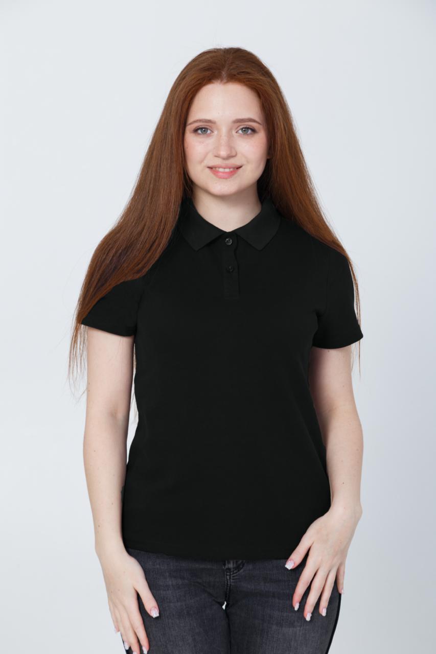 Жіноча футболка-поло Profforma чорного кольору з короткими рукавами зі 100% бавовни — комфорт і стиль