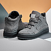 Зимові чоловічі шкіряні черевики, кросівки сірі утеплені з натуральної шкіри на хутрі на зиму для чоловіків, розмір 40-45, фото 4