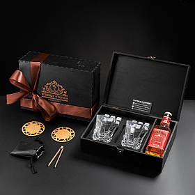 Кришталевий набір для віскі | Секція під алкоголь у дерев'яній коробці Bohemia Crack 310 мл