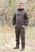 Армейська осінка форма на флісі, костюм тактичний softshell хакі, демісезонна форма олива ссу fd915