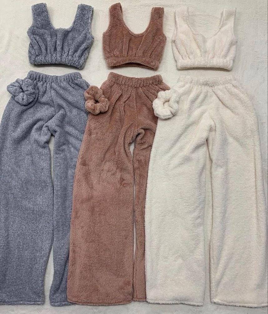 Піжама : топ + штани + різиночка кольору мокко, фото 1