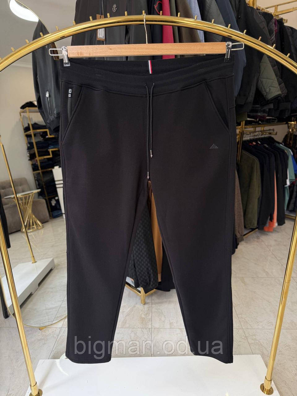 Чоловічі спортивні штани на флісі SCR 5310 (батал) 3-7XL чорні прямі