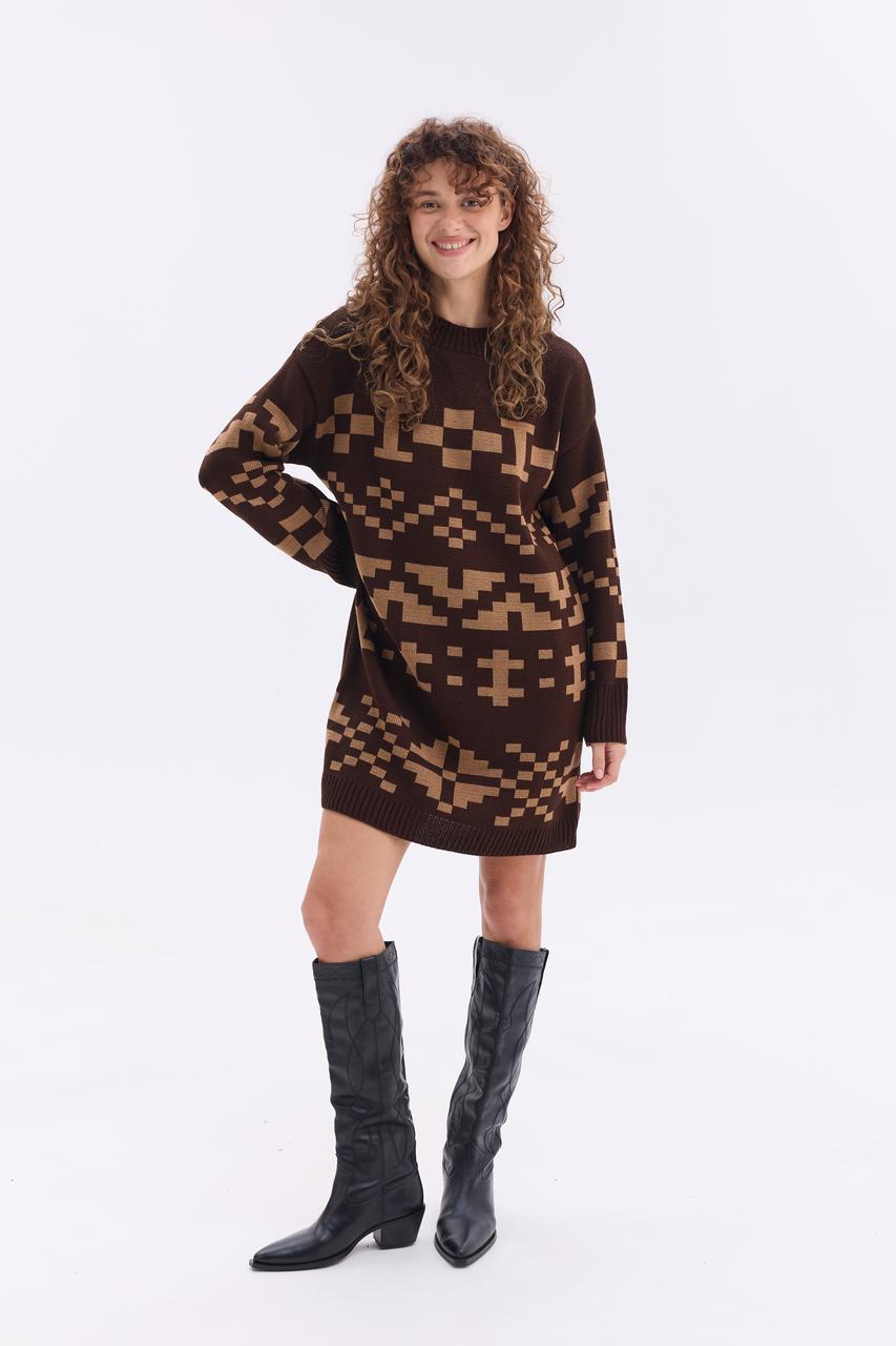 Тепла в'язана сукня "Олена" (шоколад, карамель)