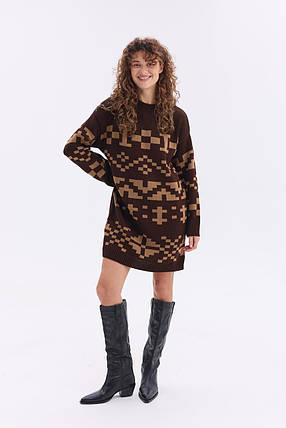 Тепла в'язана сукня "Олена" (шоколад, карамель), фото 1