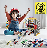 Мега Парковка-трек MKD 215A, 5-рівнева (25×83×37 см), з 8 машинками, механічна, велика багатоповерхова автостоянка, фото 7