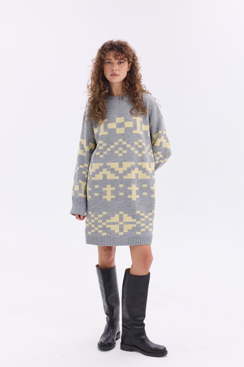 Тепла в'язана сукня "Олена" (сірий, жовтень)