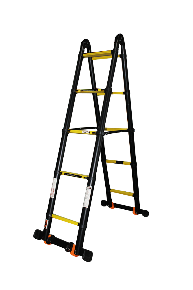 Телескопічна драбина GTM KME3042B, 2×5 сходинок, 0,9–4,1 м, алюміній, фото 1