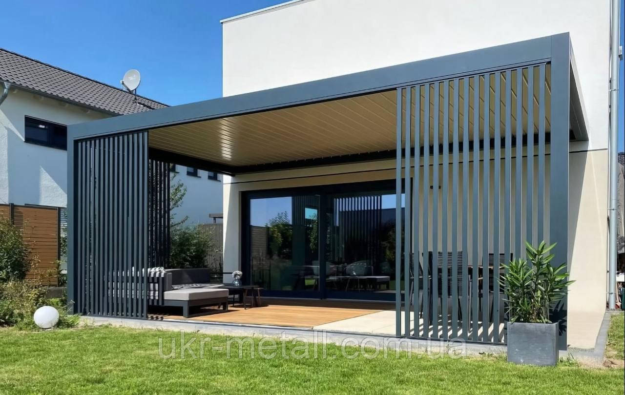 Навіс-тераса до будинку в сучасному стилі, фото 1